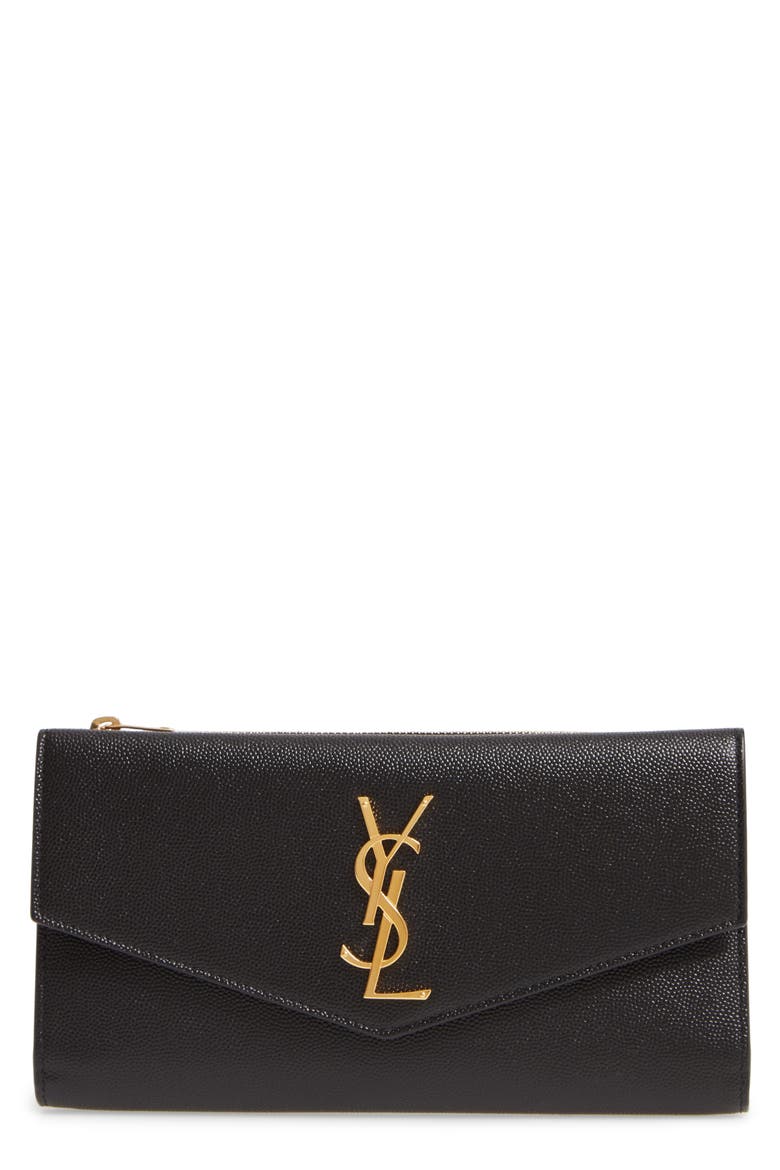 Uptown Large Leather Envelope Wallet, Main, color, NOIR