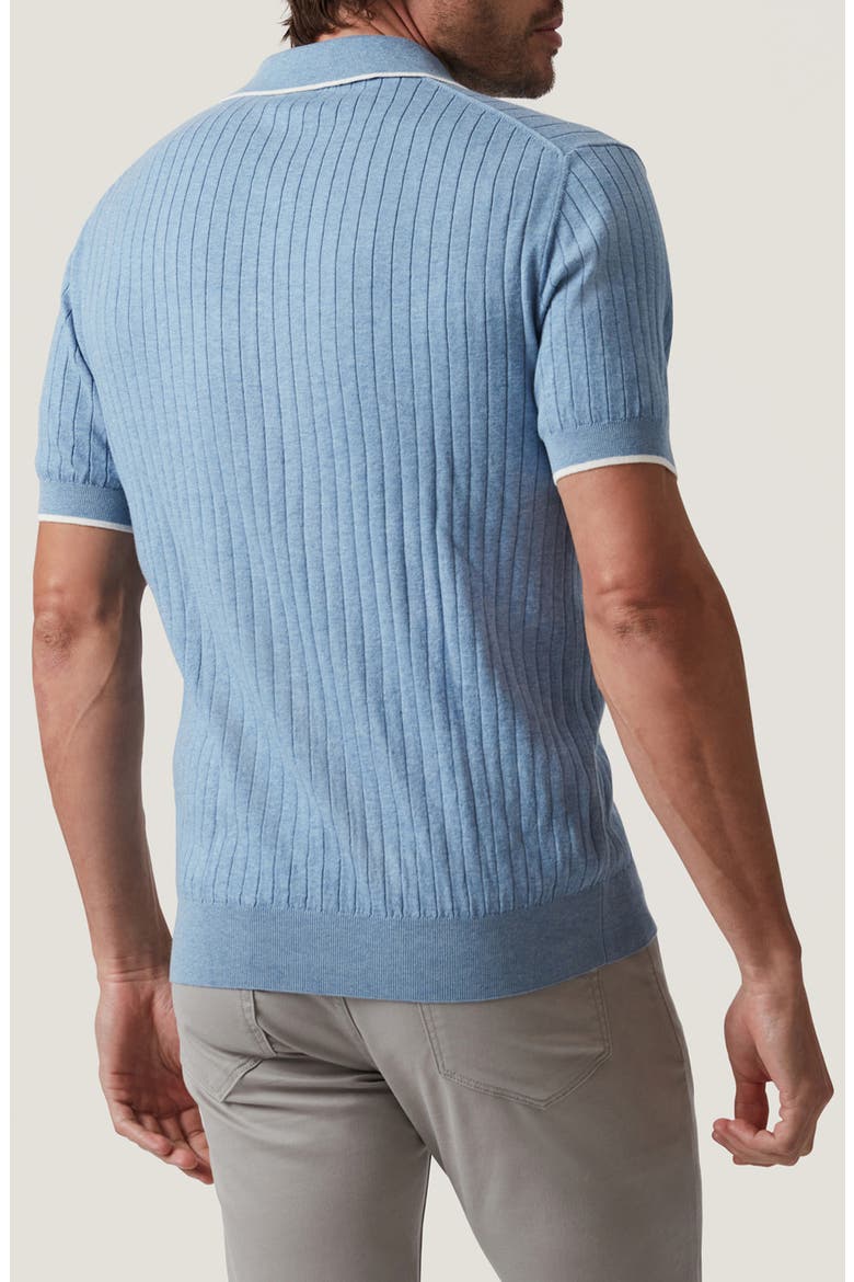 Rib Short Sleeve Polo Sweater, Alternate, color, BLUE