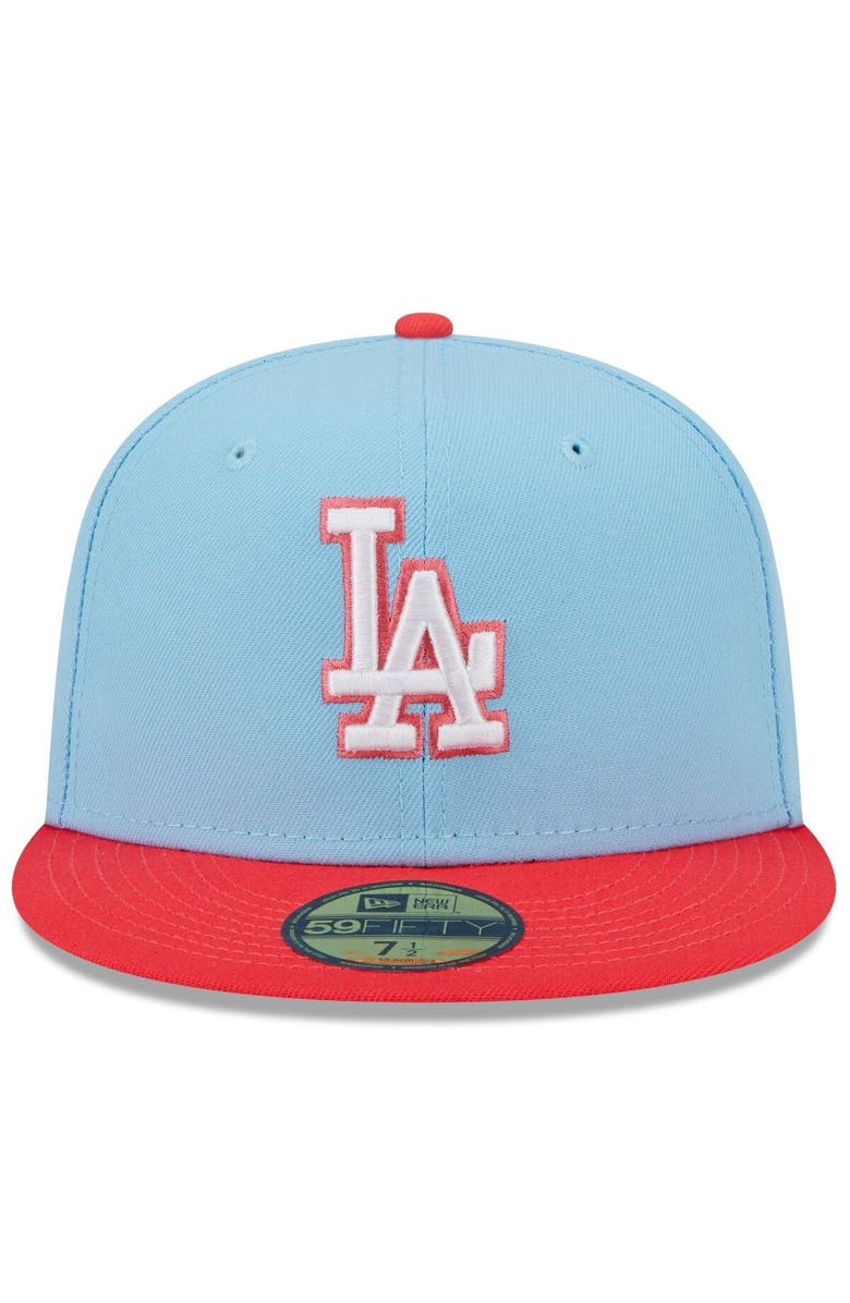 New Era Men's New Era Light Blue/Red Los Angeles Dodgers Spring Color Two-Tone 59FIFTY Fitted Hat, Alternate, color, Light Blue