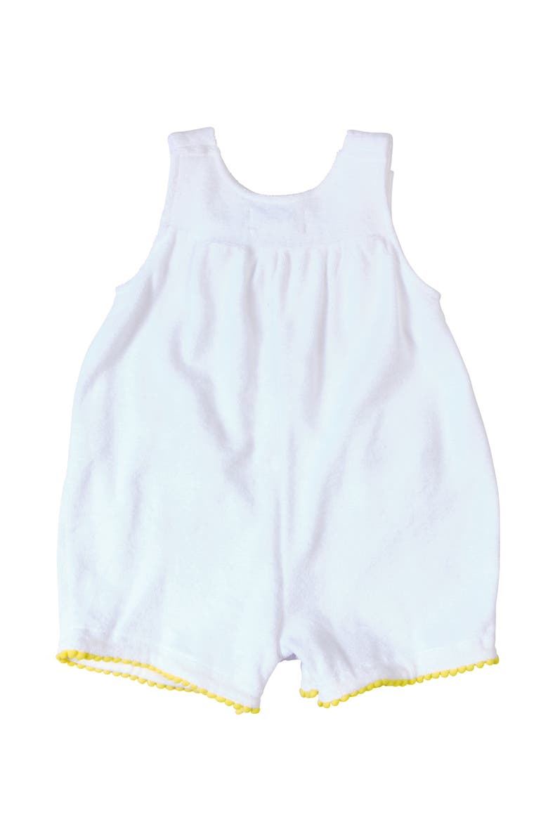 Terry Romper With Pom Poms, Alternate, color, White