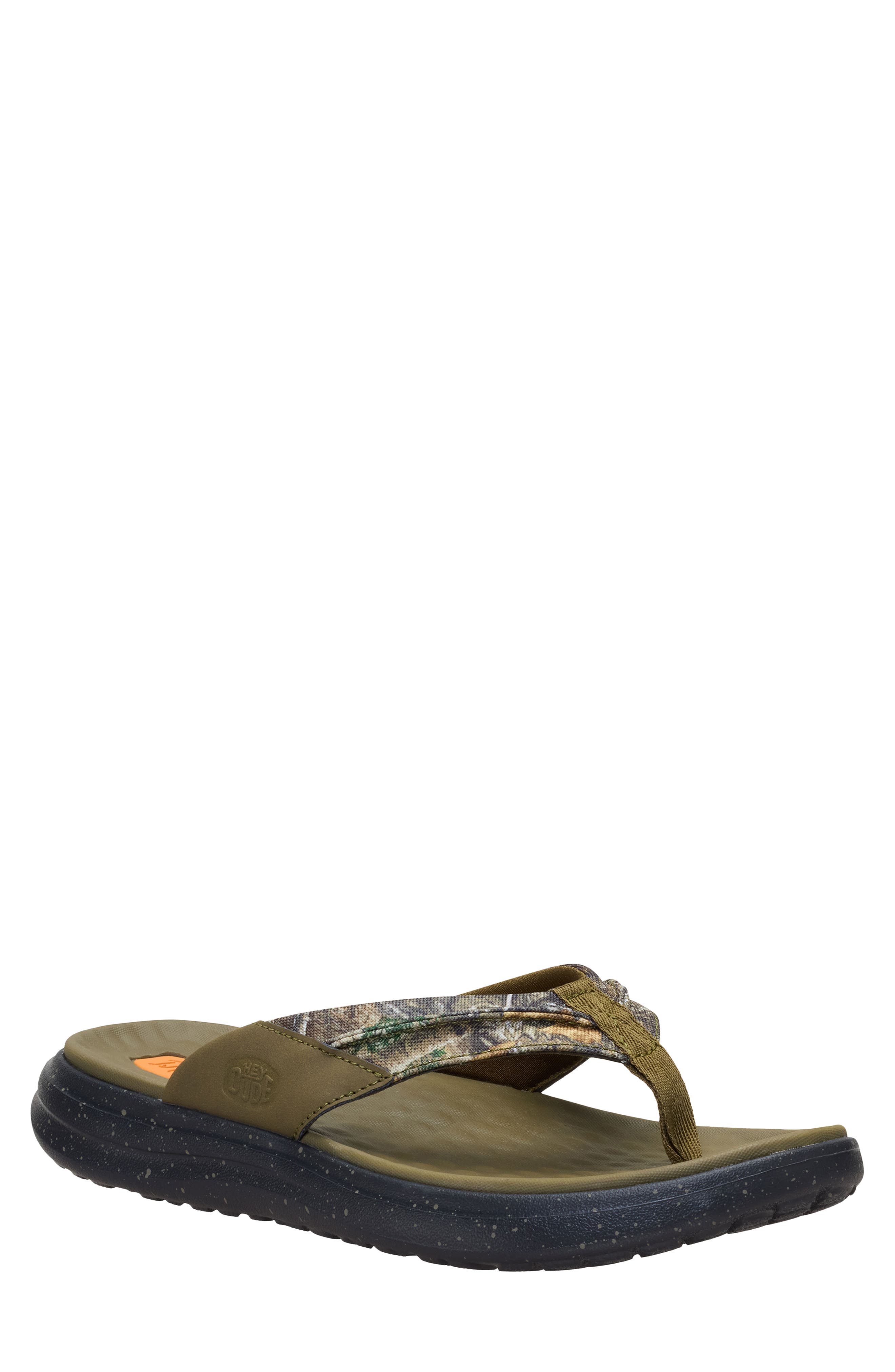 Hey Dude Finn RealTree Flip Flop, Main, color, Green