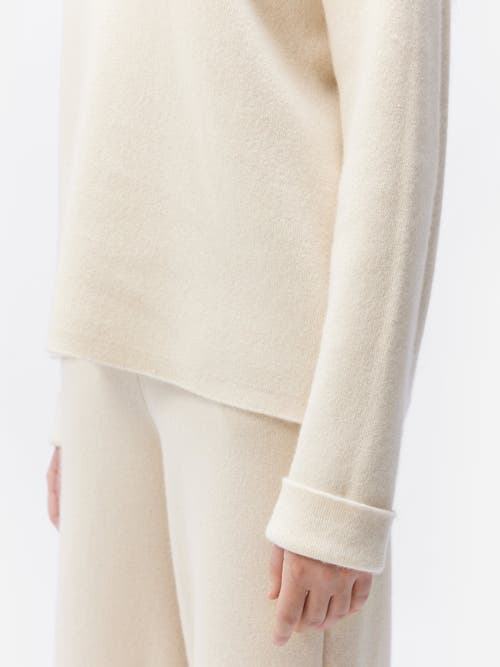 Gobi Mongolian Cashmere Organic Color Cashmere Roll-neck Sweater In Off White