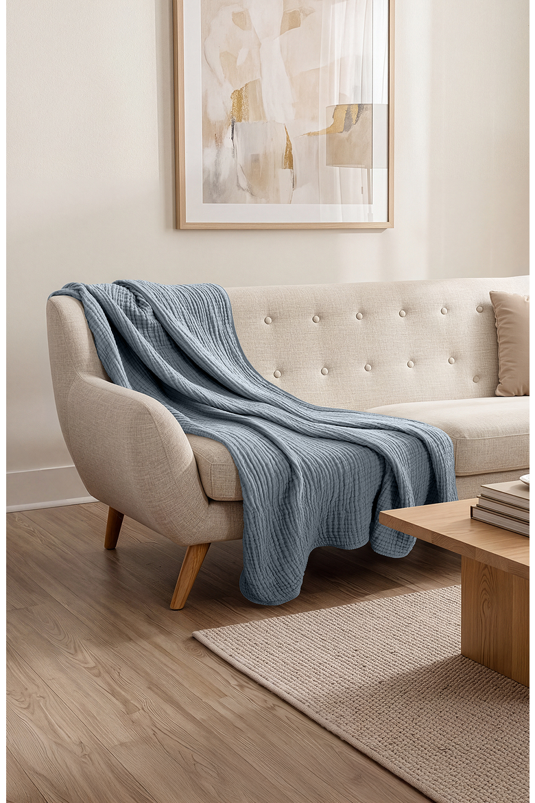 Muslin Large Throw Blanket - 50 x 70 inches, Alternate, color, Pacific Blue
