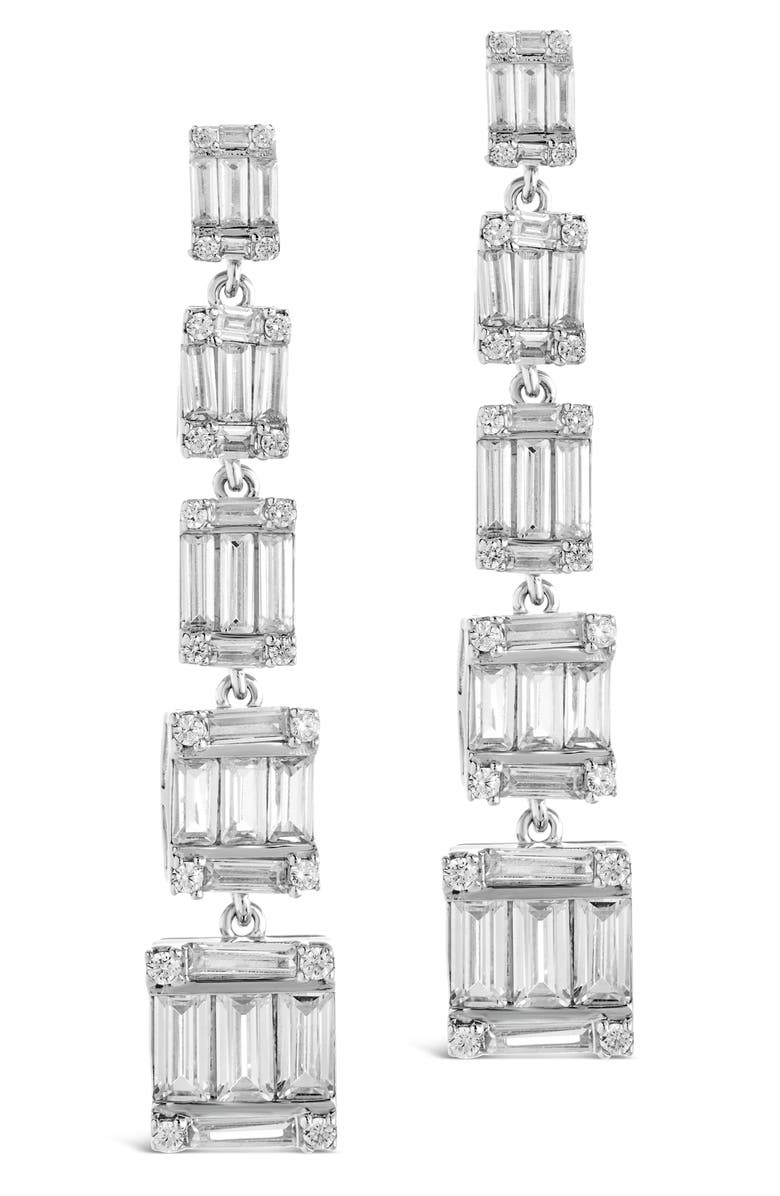 Sterling Forever Penelope Cubic Zirconia Linear Drop Earrings, Alternate, color, 