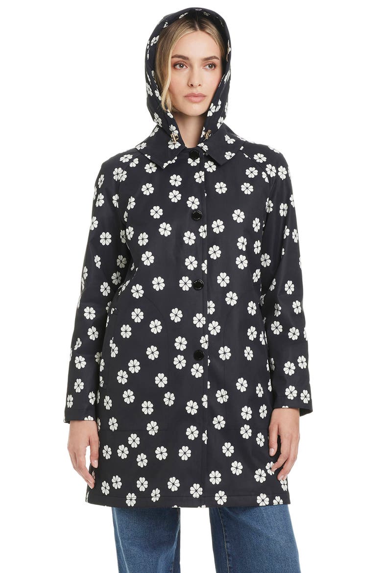 Hooded A-Line Trench Coat, Alternate, color, SPADE FLOWER TOSS