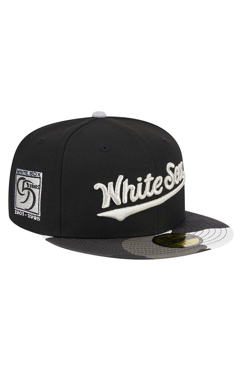 New Era Men's New Era Black Chicago White Sox Metallic Camo 59FIFTY Fitted Hat, Main, color, Black