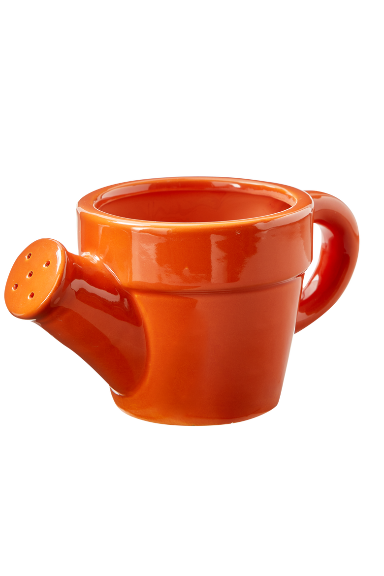 Watering Can Planter Orange Orange Stoneware Spring, Main, color, Orange