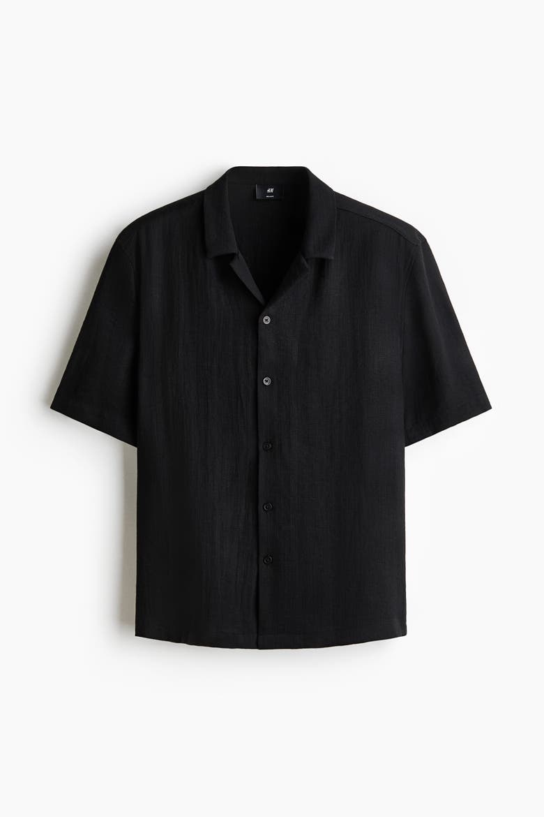 Relaxed Fit Resort Shirt, Alternate, color, Black