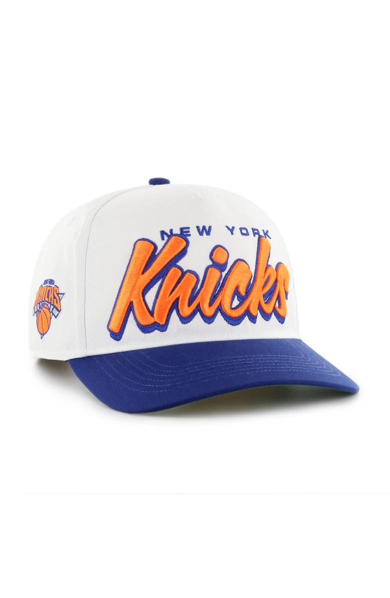 '47 Men's '47 White/Blue New York Knicks Dropshadow Rope Hitch Adjustable Hat, Main, color, 