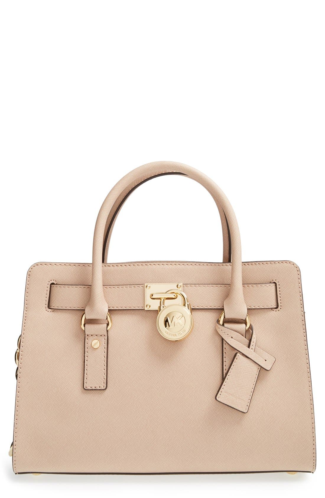 'Medium Hamilton' Saffiano Leather Satchel, Main, color, BLUSH