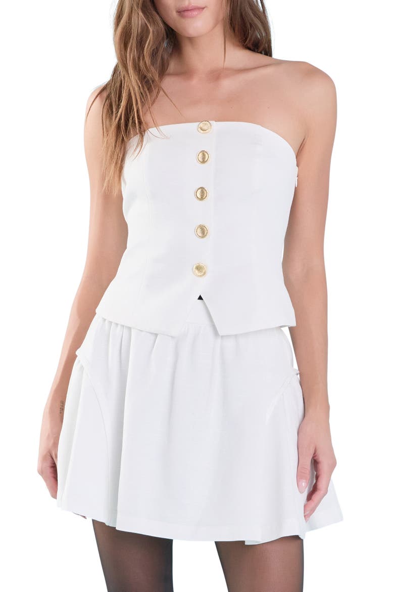 Strapless Cotton & Linen Top, Main, color, IVORY
