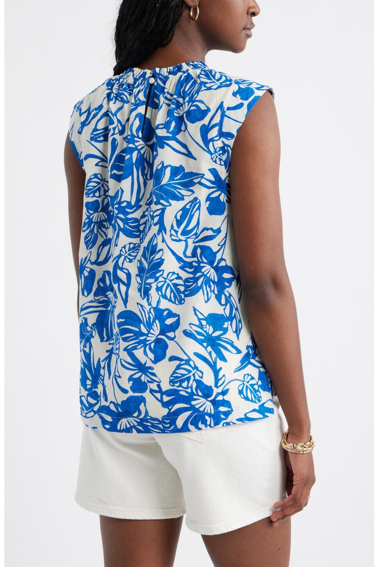 Floral Print Ruffle Trim Cotton Top, Alternate, color, IVORY- BLUE ELLIE BLOSSOM