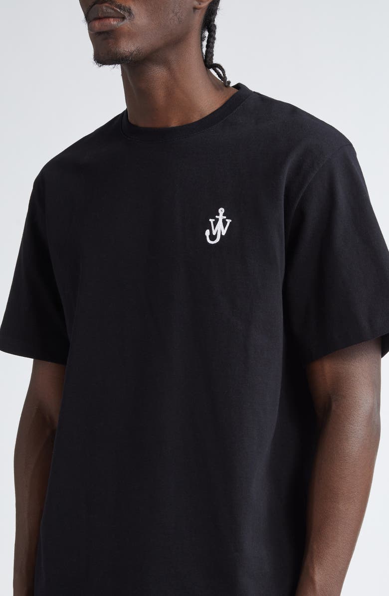 JW Anderson Anchor Logo Embroidered Cotton T-Shirt, Alternate, color, Black 999