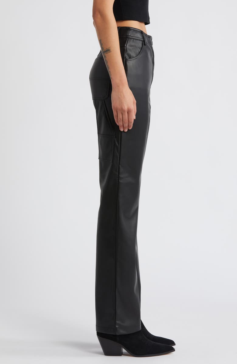 Topshop Faux Leather Straight Leg Trousers, Alternate, color,