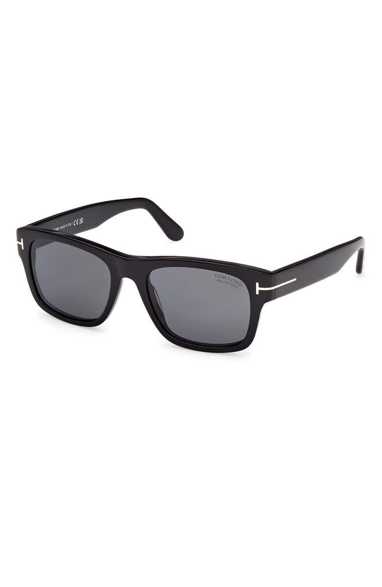 TOM FORD Smith-02 55mm Polarized Rectangular Sunglasses, Alternate, color, Black / Polarized Smoke Lens