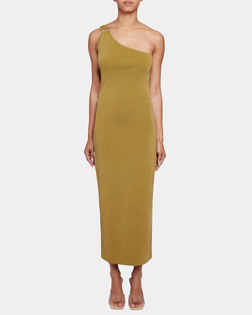 Santorelli Azalea Sleeveless One-shoulder Bodycon Midi Knit Dress In Chamomile