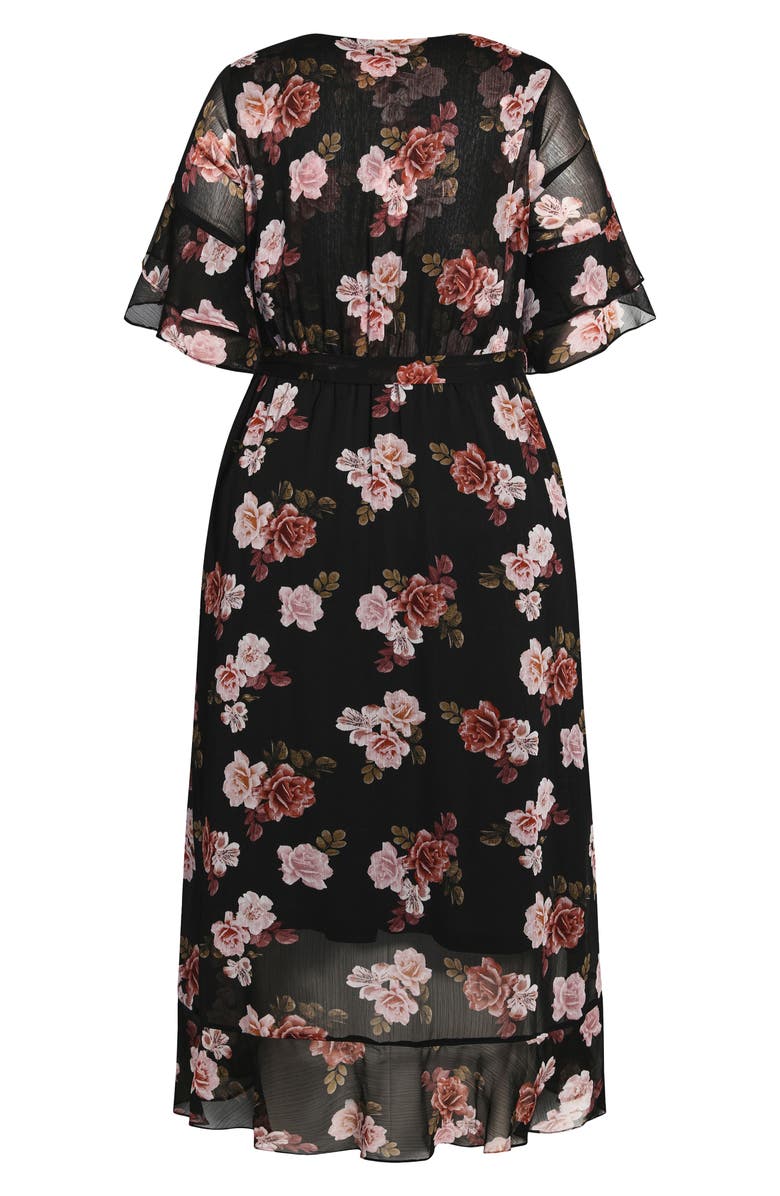 City Chic Floral Chiffon Dress, Alternate, color,