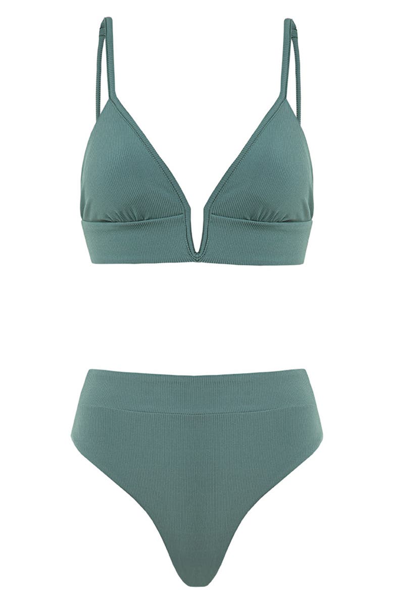 Maaji Eucalyptus Green Parade Reversible Triangle Bikini Top, Alternate, color, 