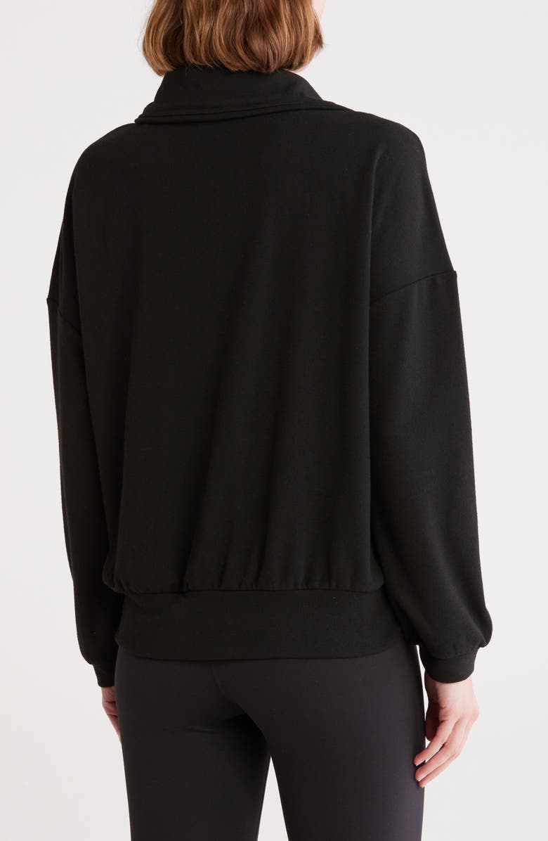 Zella Cozy Half Zip Pullover Sweatshirt, Alternate, color, Black