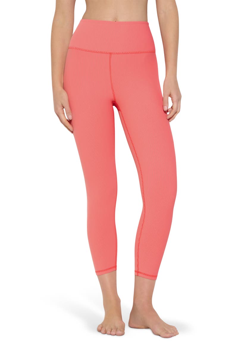 Auralight Rib Crop Leggings, Main, color, SUNSET RED