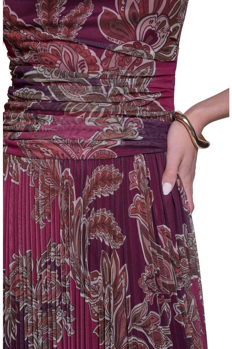 Sleeveless Paisley Printed Mesh Dress, Alternate, color, Deep Plum/Berry Multi