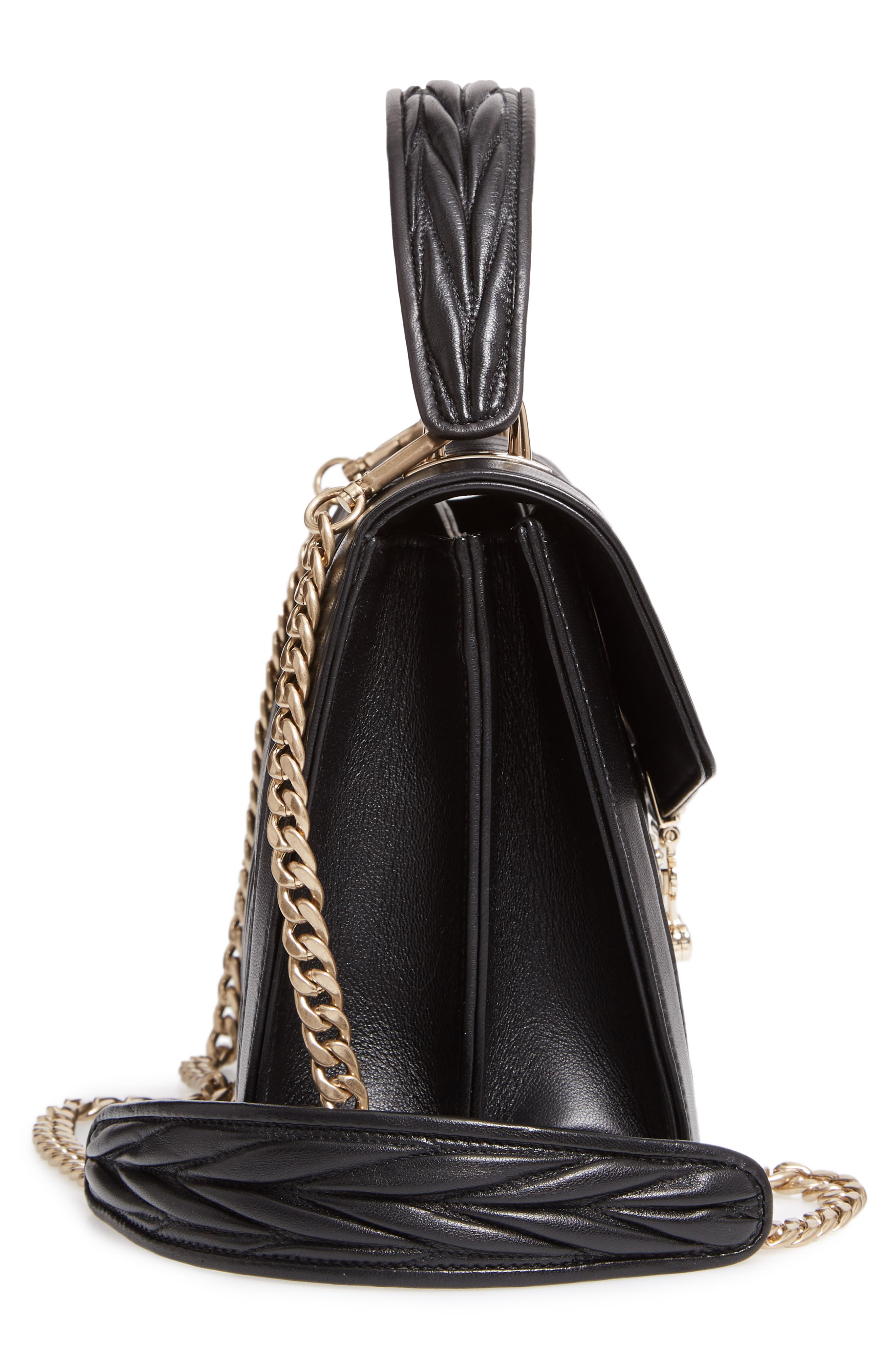 Miu Miu Confidential Matelassé Quilted Lambskin Leather Top Handle Bag, Alternate, color, 