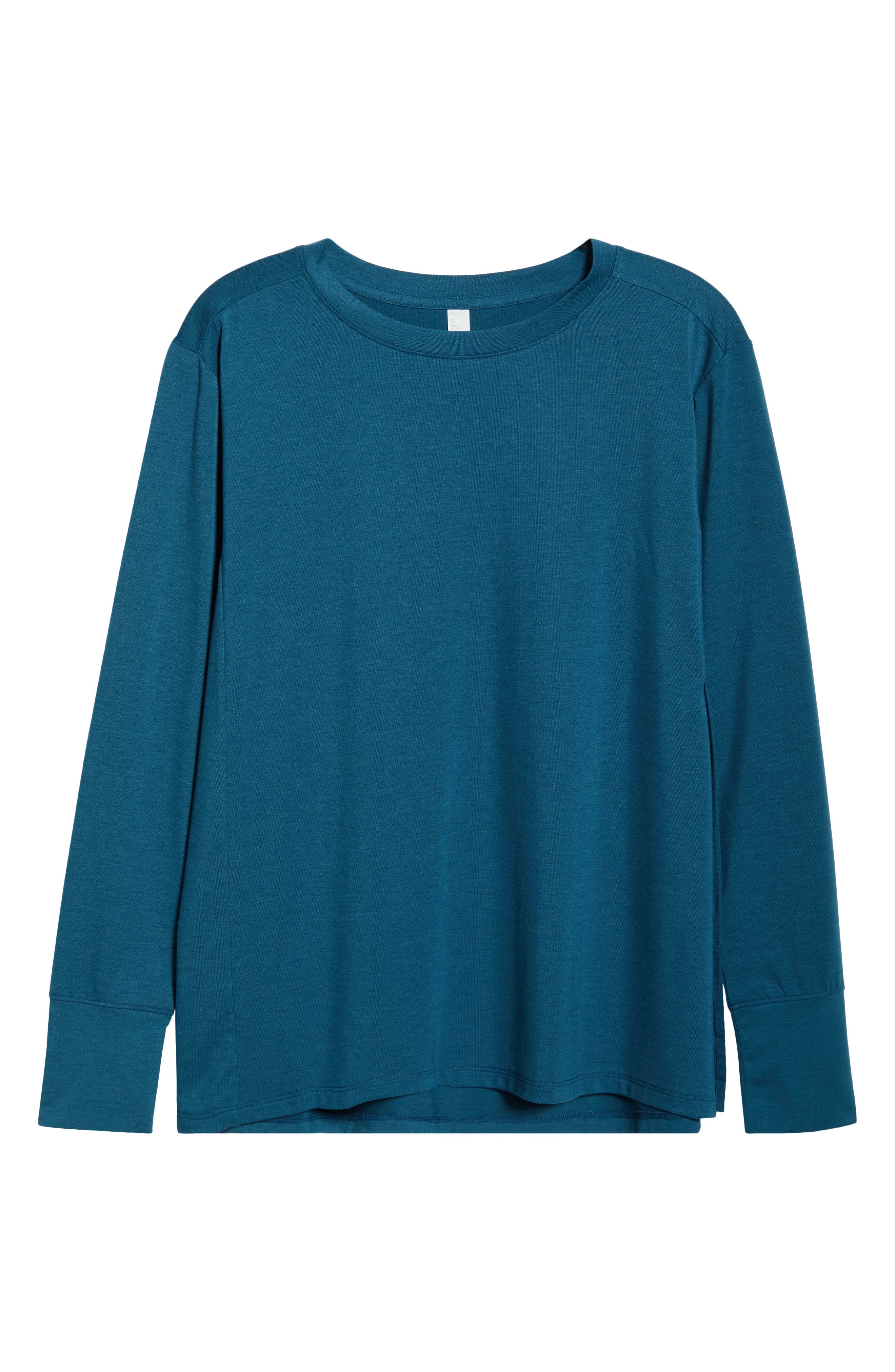 Zella Long Sleeve Split Hem T-shirt In Blue