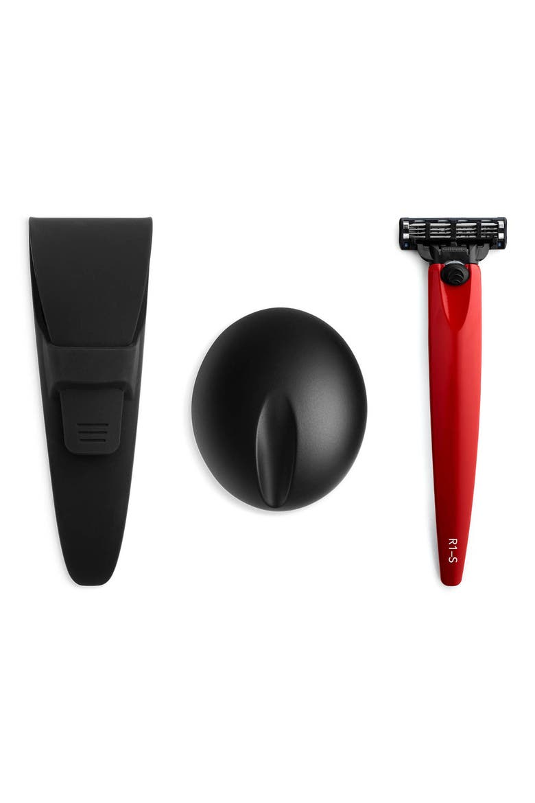 R1 Triple Razor, Razor Stand & Case Set, Alternate, color, MONZA RED