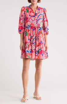 Eliza J Balloon Sleeve Tiered Shift Dress