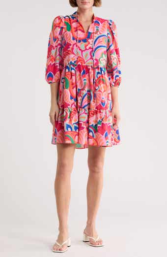 Eliza J Balloon Sleeve Tiered Shift Dress