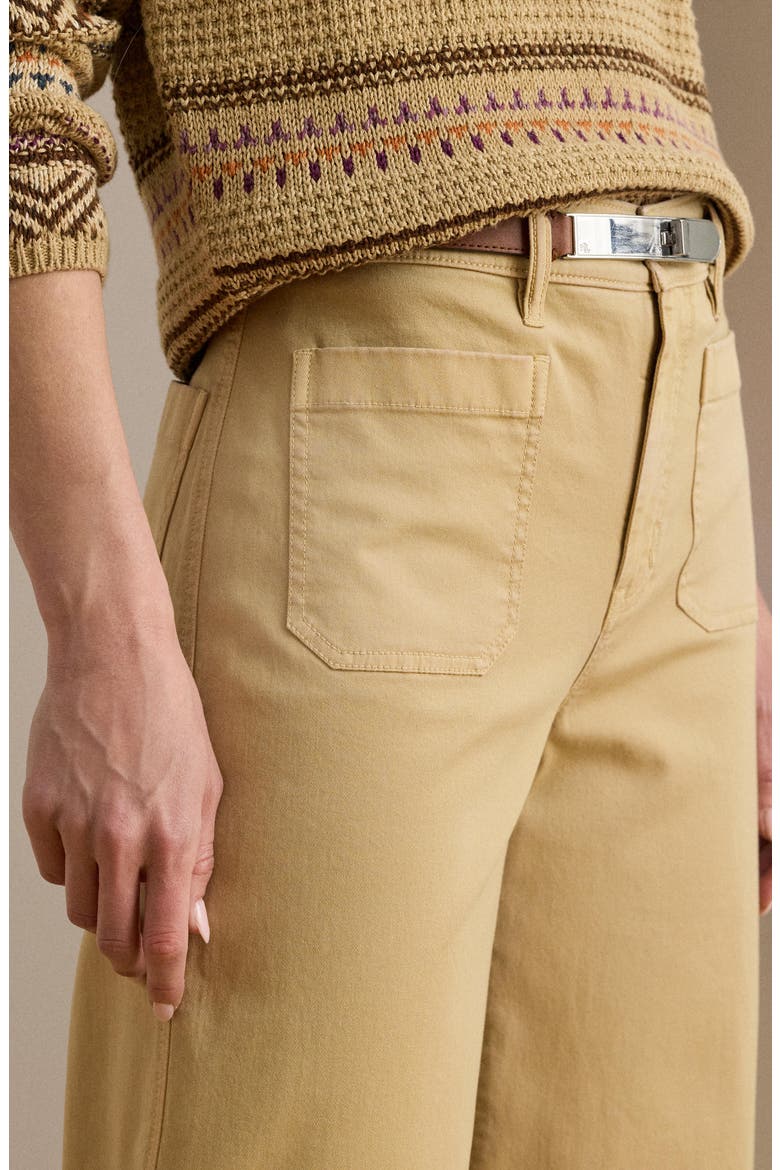 Stretch Cotton Twill Crop Pants, Alternate, color, TAN