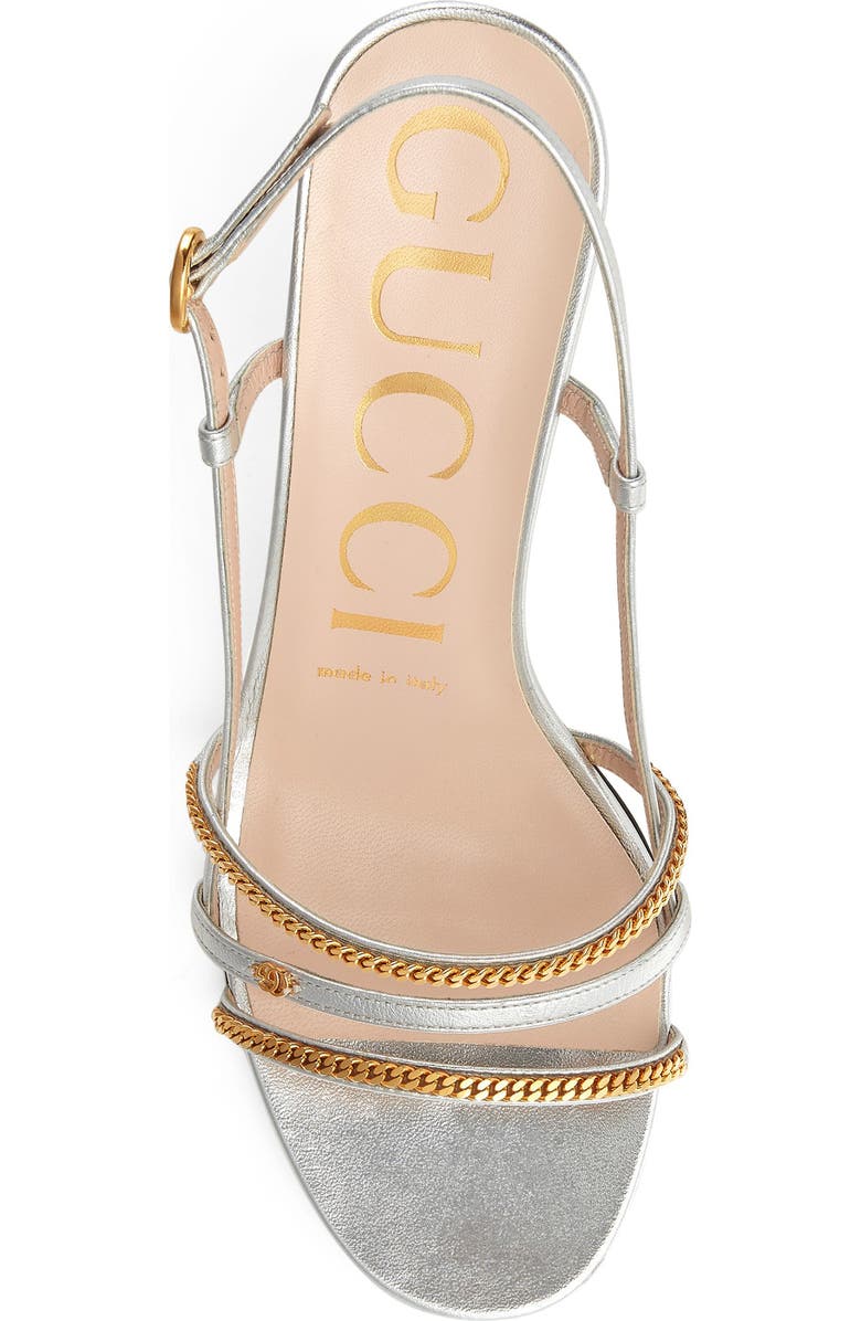 Gucci Chain Trim Strappy Slingback Sandal, Alternate, color,