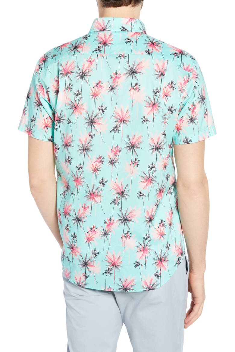 Riviera Slim Fit Palm Print Shirt, Alternate, color, PALM TREES AQUA