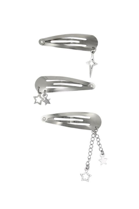 Steel Snap Hair Clips With Star Charms