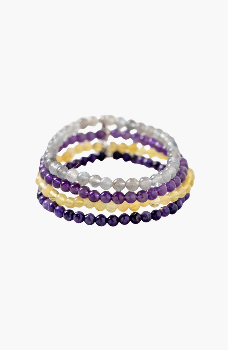 Tiny Rituals Sagittarius Bracelet Set, Main, color, Purple / Gray / Yellow