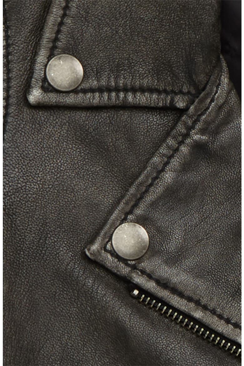 Washed Leather Moto Jacket, Alternate, color, BLACK WASH