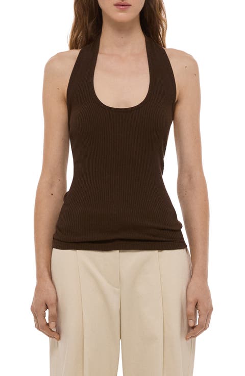 Stretch Cotton Halter Tank