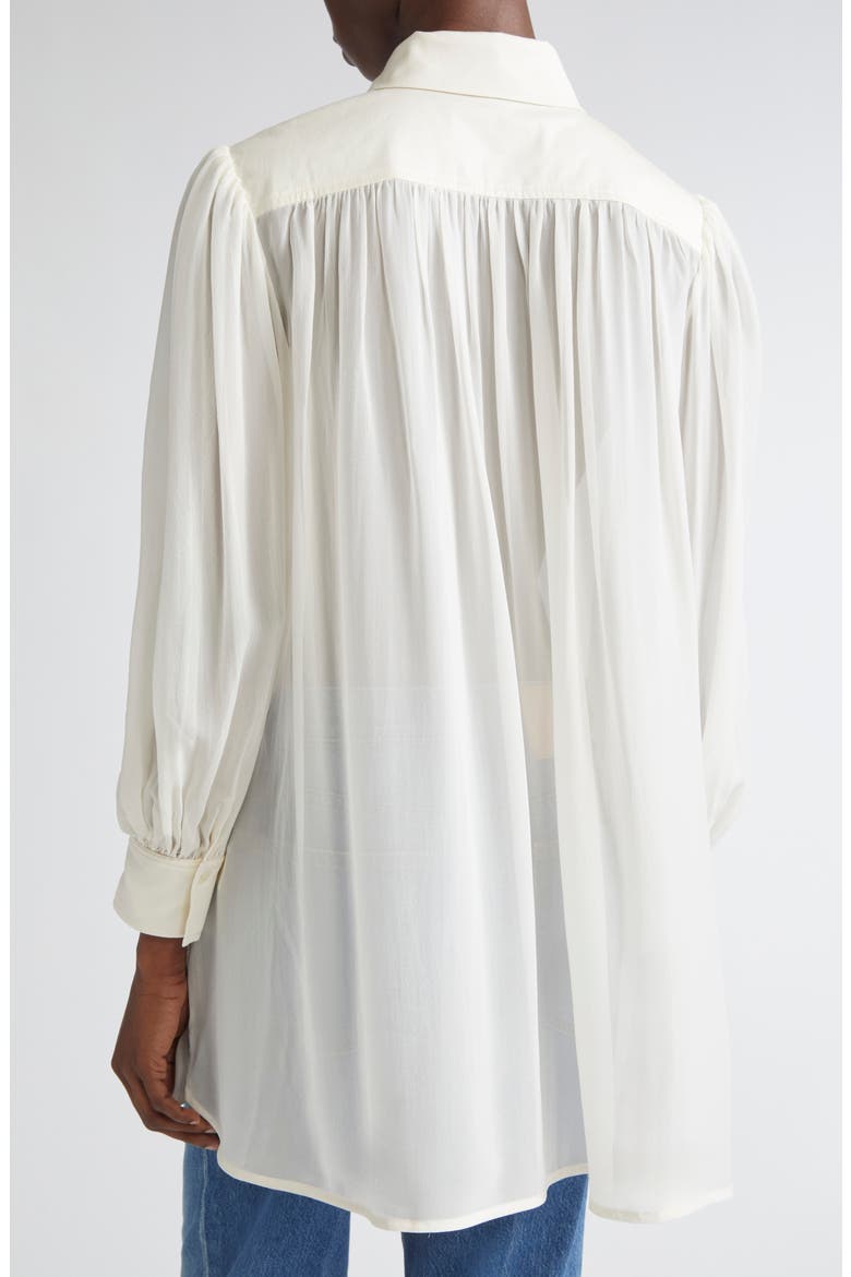 Adelaide Bib Pleat Silk Tunic Top, Alternate, color, PEARL