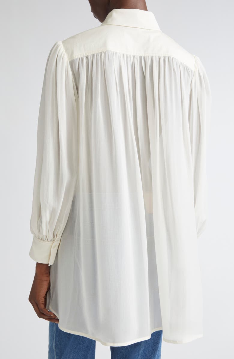Ulla Johnson Adelaide Bib Pleat Silk Tunic Top, Alternate, color, Pearl