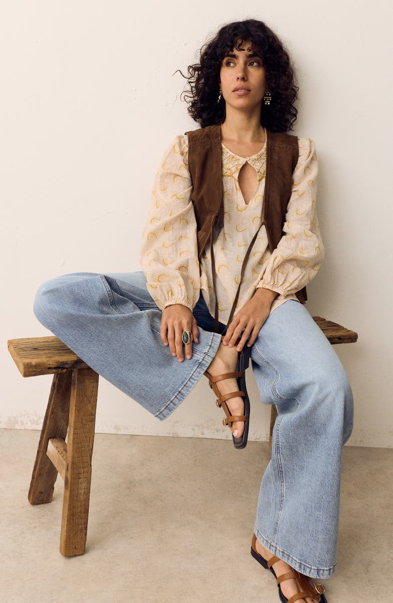 PER UNA BY M&S Embroidered Yoke Blouse, Alternate, color, Yellow/ Multi