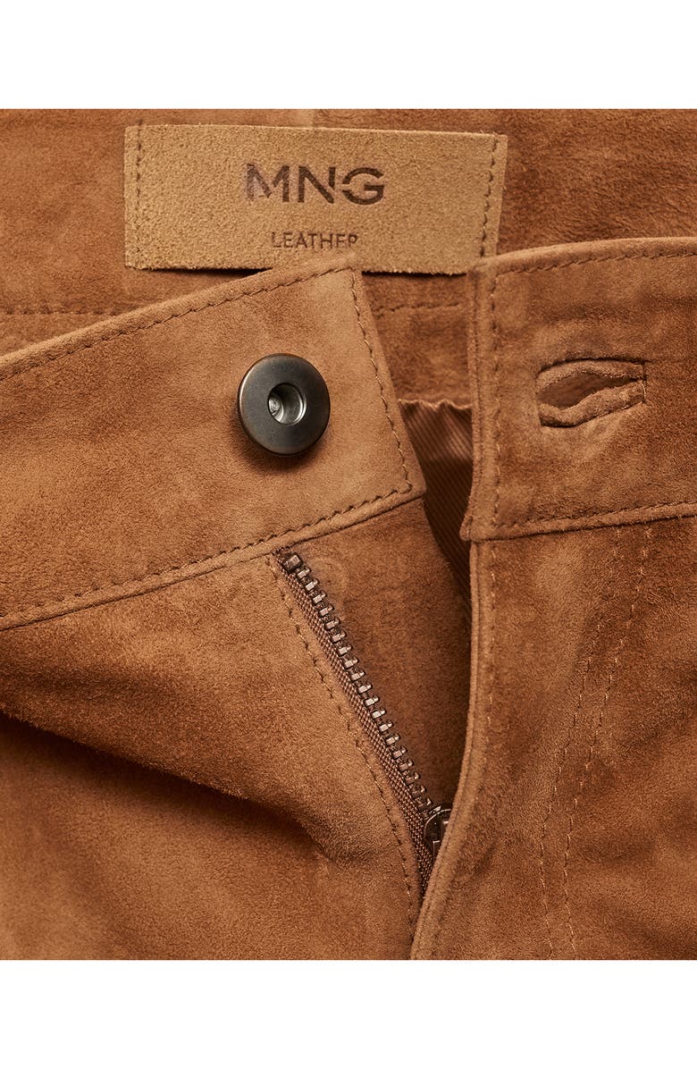 MANGO Brooke Suede Straight Leg Pants, Alternate, color, Medium Brown