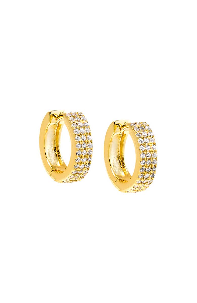BY ADINA EDEN Triple Row Pave Huggie Earring, Main, color, Gold