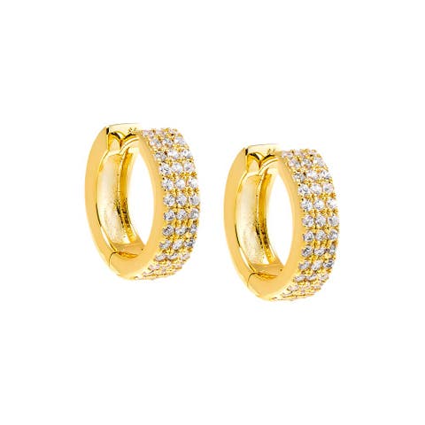 Triple Row Pave Huggie Earring