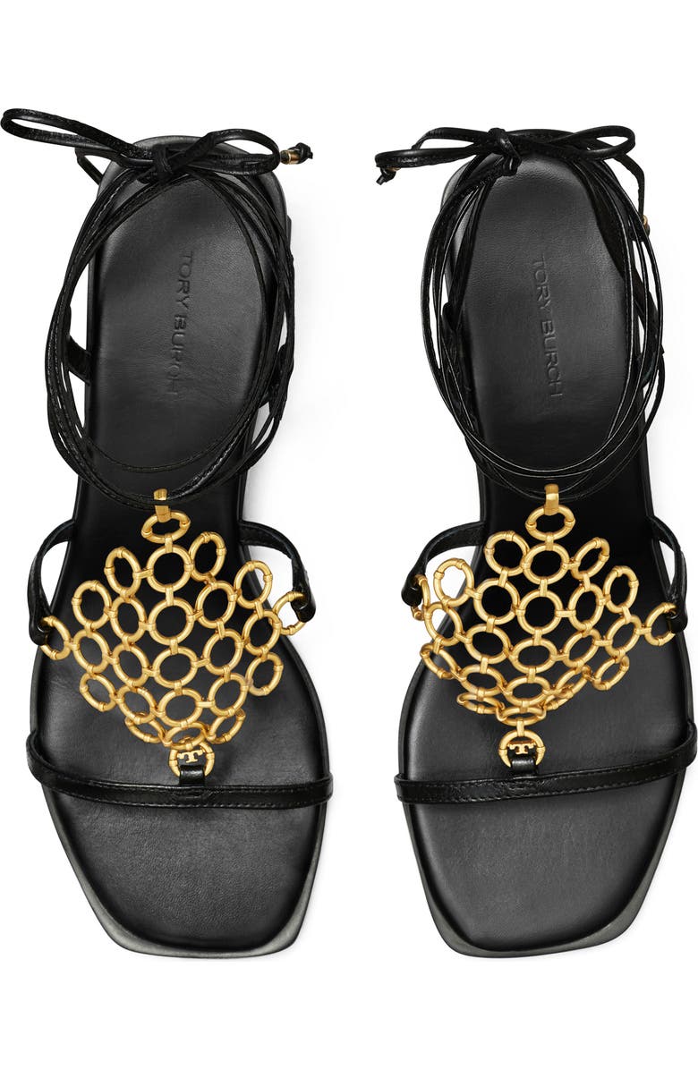 Tory Burch Multilogo Ankle Tie Sandal, Alternate, color,