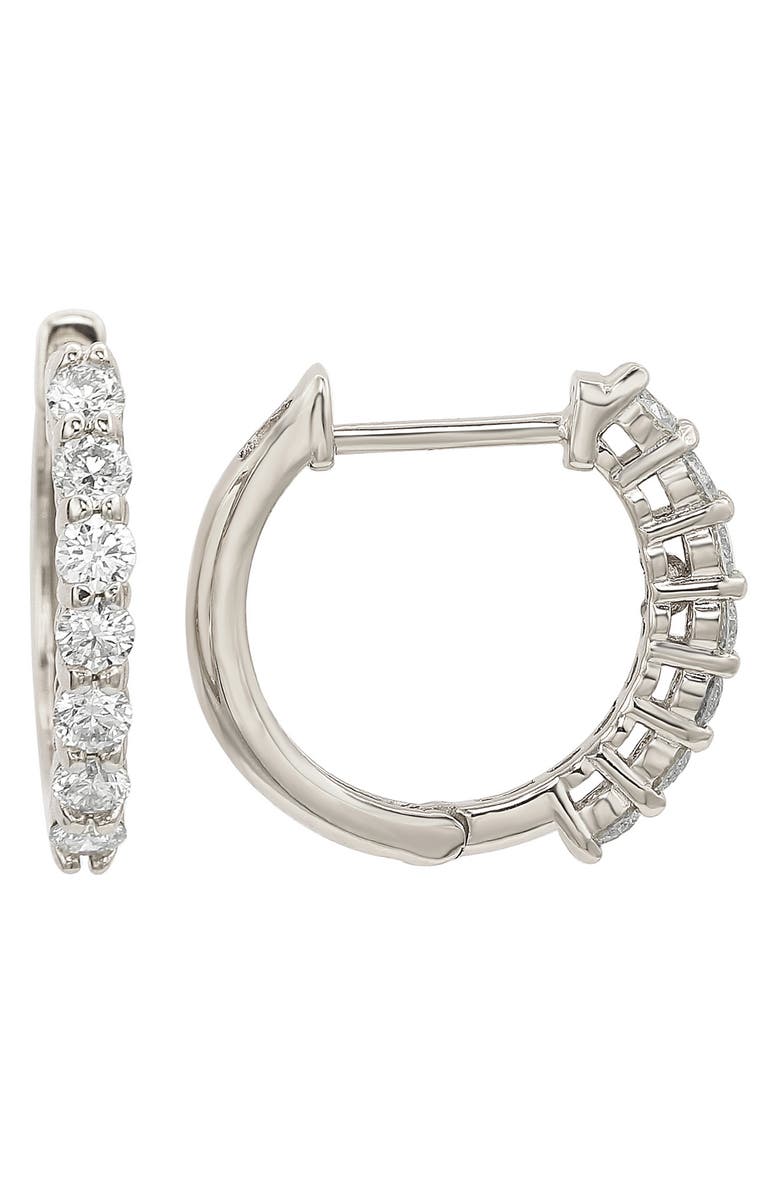SUZY LEVIAN 14K Gold Diamond Huggie Hoop Earrings - 0.50ct., Main, color, White
