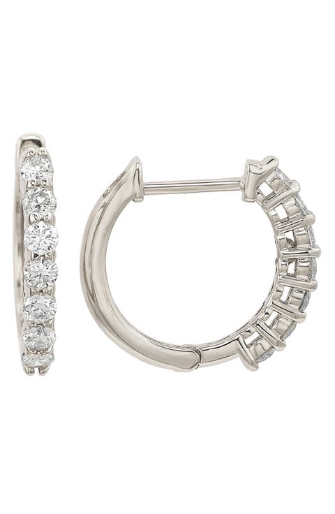 14K Gold Diamond Huggie Hoop Earrings - 0.50ct.