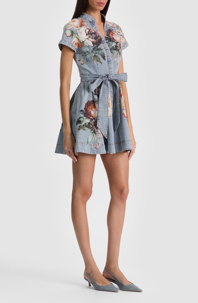 Alice + Olivia Lucy Floral Denim Shirtdress, Alternate, color, Sierra Vintage/ Multi