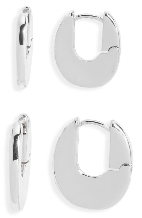 2 Pairs of Polished Huggie Hoop Earrings
