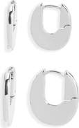 Open Edit 2 Pairs of Polished Huggie Hoop Earrings