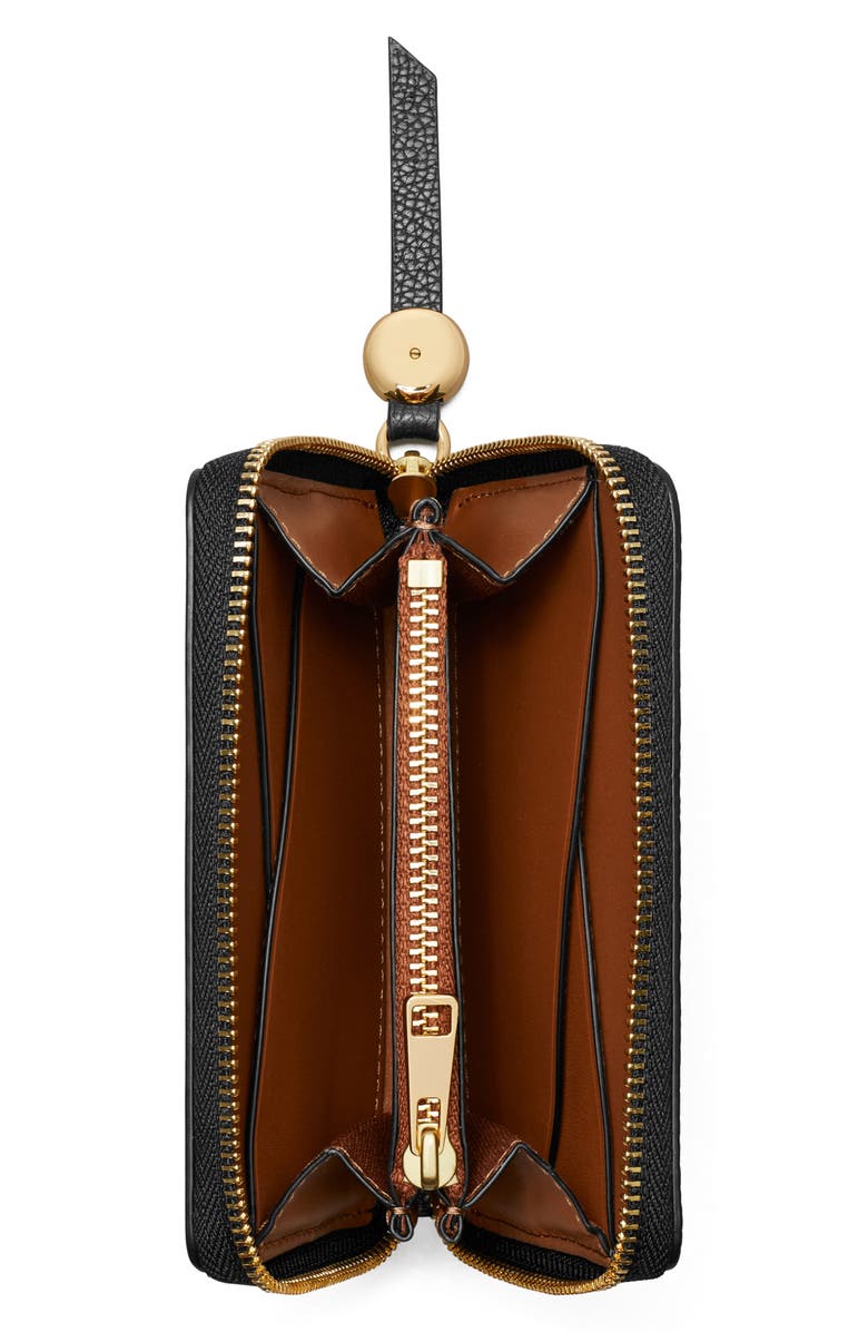 Tory Burch Romy Medium Leather Zip Wallet, Alternate, color, Black